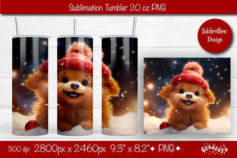 Christmas Tumbler wrap Dog Tumbler png 20 Oz sublimation design Xmas Tumbler Sublimation Createya Design 