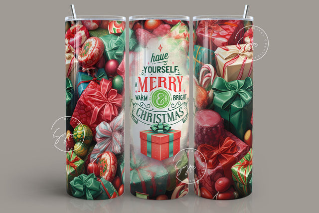 Christmas Tumbler Wrap, Gift Box Tumbler, Gift for Christmas Holiday, Christmas Presents Skinny Tumbler Sublimation wrap 20 oz PNG, Digital Sublimation Syre Digital Creations 