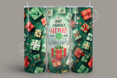 Christmas Tumbler Wrap, Gift Box Tumbler, Gift for Christmas Holiday, Christmas Presents Skinny Tumbler Sublimation wrap 20 oz PNG, Digital Sublimation Syre Digital Creations 