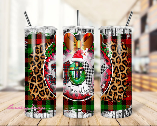 Christmas Tumbler Wrap, Joy to the World Sublimation Tumbler Design, Christmas Trees Tumbler PNG, Winter Tumbler Template Sublimation TrendingDesign 
