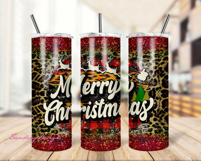 Christmas Tumbler Wrap, Merry Christmas Tumbler PNG, Buffalo Plaid Sublimation Tumbler Design, Leopard Print Tumbler Template Sublimation TrendingDesign 