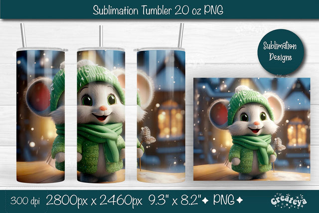 Christmas Tumbler wrap Mouse Tumbler png 20 Oz sublimation design Xmas Tumbler Sublimation Createya Design 