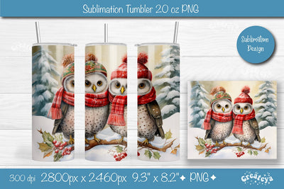 Christmas Tumbler wrap Owl Tumbler png 20 Oz sublimation design Xmas Tumbler Sublimation Createya Design 