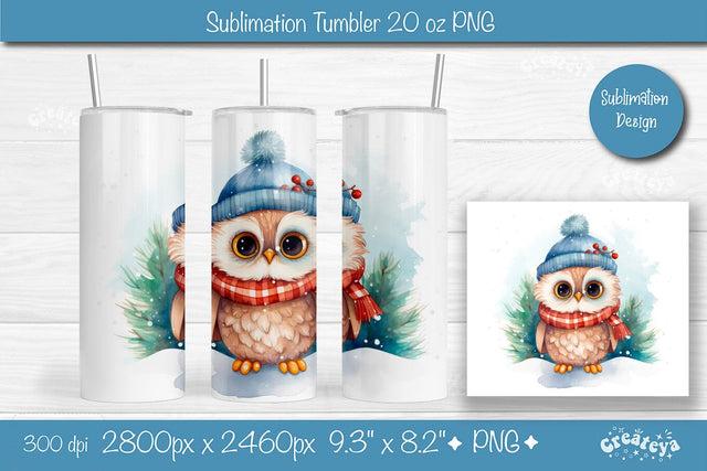 Christmas Tumbler wrap Owl Tumbler png 20 Oz sublimation design Xmas Tumbler Sublimation Createya Design 