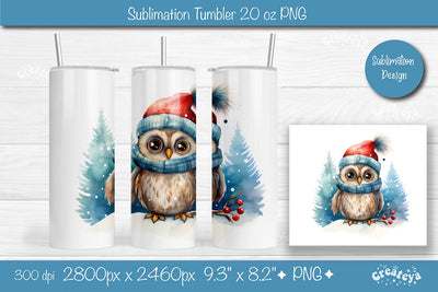Christmas Tumbler wrap Owl Tumbler png 20 Oz sublimation design Xmas Tumbler Sublimation Createya Design 