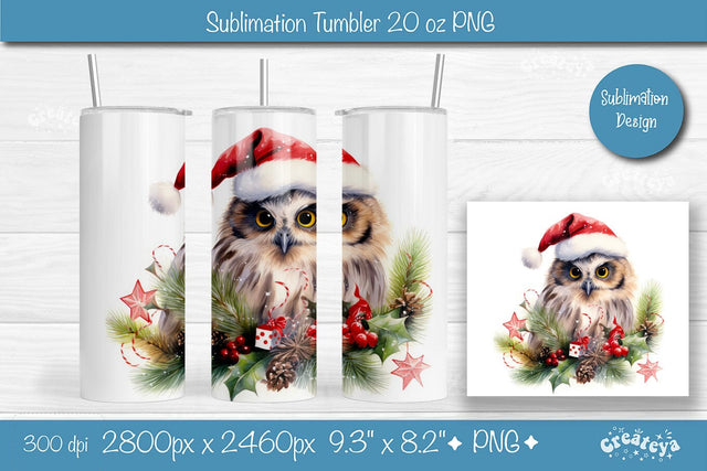 Christmas Tumbler wrap Owl Tumbler png 20 Oz sublimation design Xmas Tumbler Sublimation Createya Design 