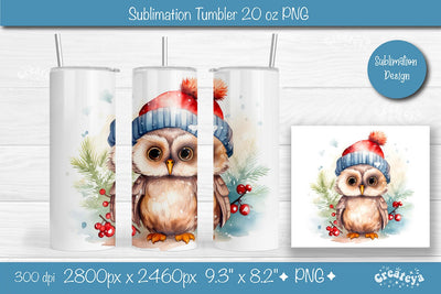 Christmas Tumbler wrap Owl Tumbler png 20 Oz sublimation design Xmas Tumbler Sublimation Createya Design 