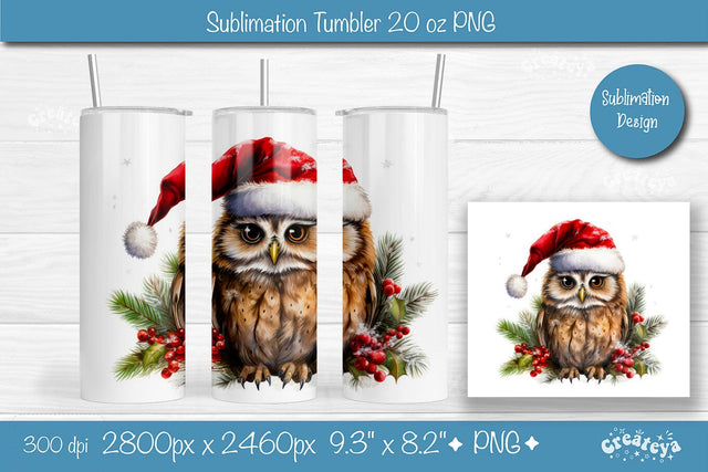 Christmas Tumbler wrap Owl Tumbler png 20 Oz sublimation design Xmas Tumbler Sublimation Createya Design 