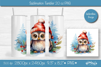 Christmas Tumbler wrap Owl Tumbler png 20 Oz sublimation design Xmas Tumbler Sublimation Createya Design 