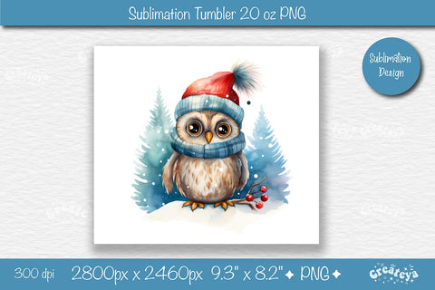 Christmas Tumbler wrap Owl Tumbler png 20 Oz sublimation design Xmas Tumbler Sublimation Createya Design 
