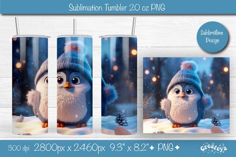 Christmas Tumbler wrap Penguin Tumbler png 20 Oz sublimation design Xmas Tumbler Sublimation Createya Design 