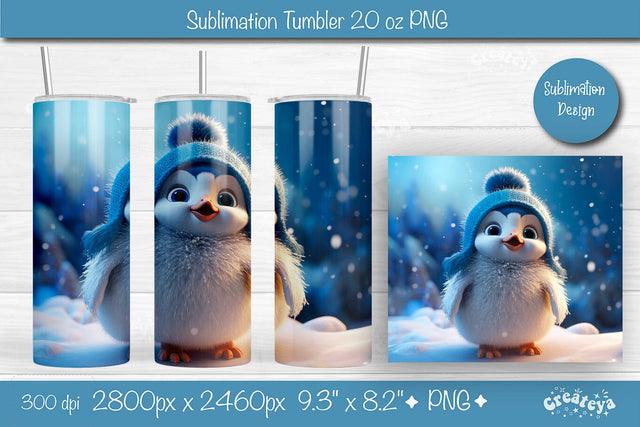 Christmas Tumbler wrap Penguin Tumbler png 20 Oz sublimation design Xmas Tumbler Sublimation Createya Design 