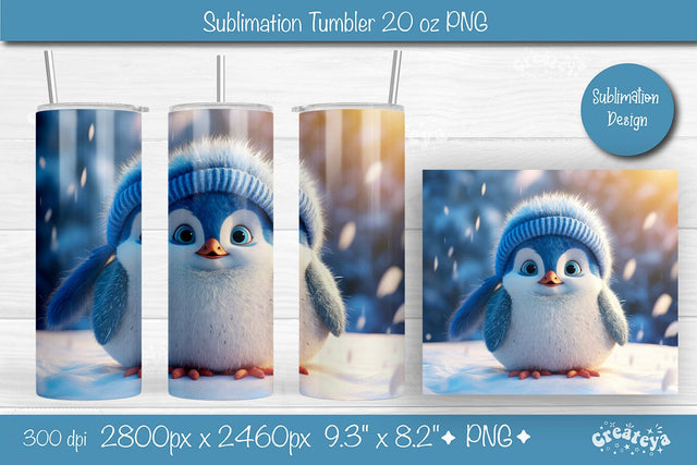 Christmas Tumbler wrap Penguin Tumbler png 20 Oz sublimation design Xmas Tumbler Sublimation Createya Design 