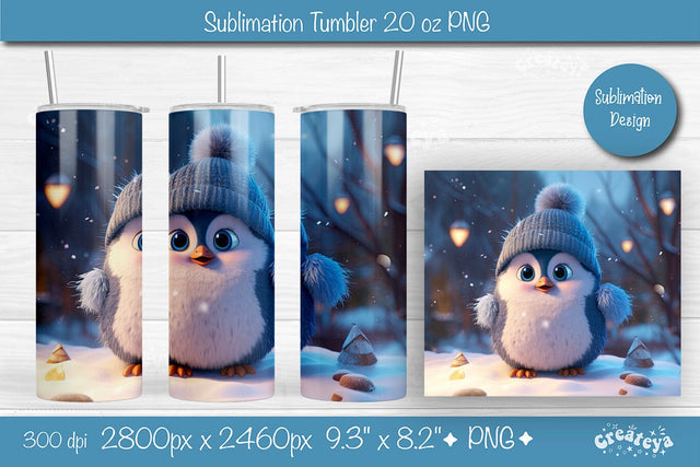 Christmas Tumbler wrap Penguin Tumbler png 20 Oz sublimation design Xmas Tumbler Sublimation Createya Design 