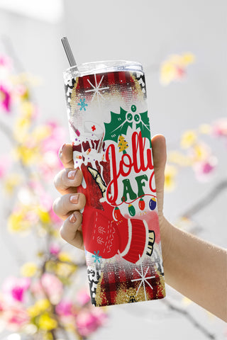 Christmas Tumbler Wrap PNG Funny Quote Elf Cheetah Print Red Plaid Seamless Sublimation Designs Downloads - Skinny 20oz Sublimation CaldwellArt 