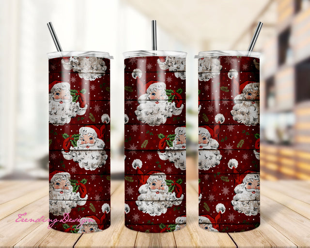 Christmas Tumbler Wrap Santa Reindeer Red Plaid PNG Seamless Sublimation Designs Downloads - Skinny 20oz Sublimation TrendingDesign 