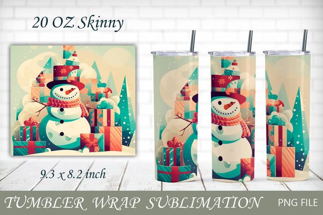 Christmas tumbler wrap, Snowman 20 oz tumbler, Holiday design Sublimation AnastasiyaArtDesign 