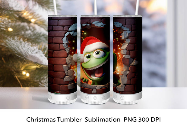 Christmas Tumbler Wrap Sublimation. Christmas frog Png. Sublimation Samaha Design 
