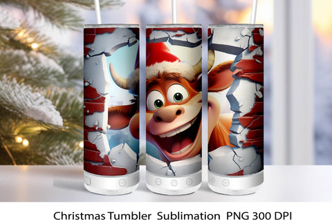 Christmas Tumbler Wrap Sublimation. Christmas Highland cow. Sublimation Samaha Design 
