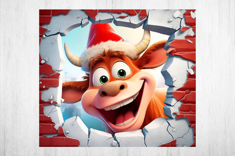 Christmas Tumbler Wrap Sublimation. Christmas Highland cow. Sublimation Samaha Design 