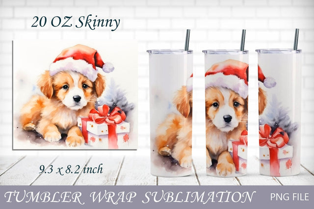 Christmas tumbler wrap with cute dog, Winter 20 oz tumbler Sublimation AnastasiyaArtDesign 