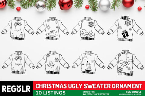 Christmas Ugly Sweater Ornament Svg Bundle SVG Regulrcrative 