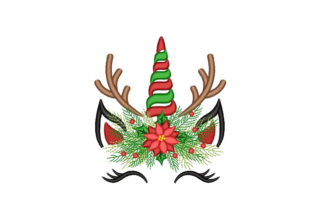 Christmas Unicorn Embroidery Design, Christmas Reindeer Embroidery Design, 4 sizes, Instant Download Embroidery/Applique DESIGNS Nino Nadaraia 