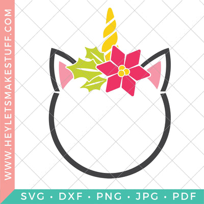 Christmas Unicorn Monogram SVG Hey Let's Make Stuff 