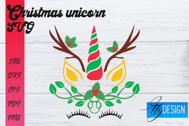Christmas Unicorn SVG | Animals SVG Design SVG Fly Design 