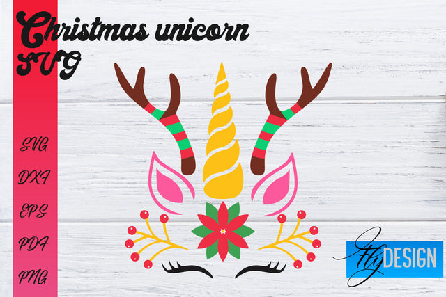 Christmas Unicorn SVG | Animals SVG Design SVG Fly Design 
