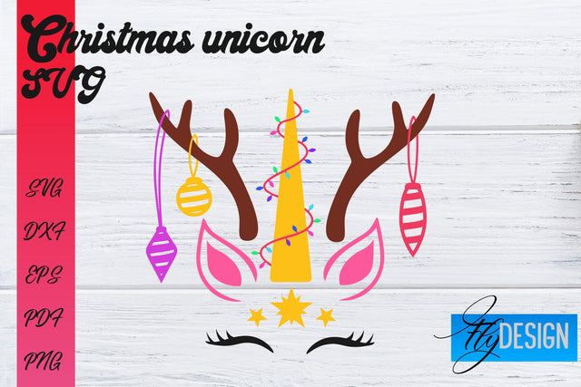 Christmas Unicorn SVG | Animals SVG Design SVG Fly Design 