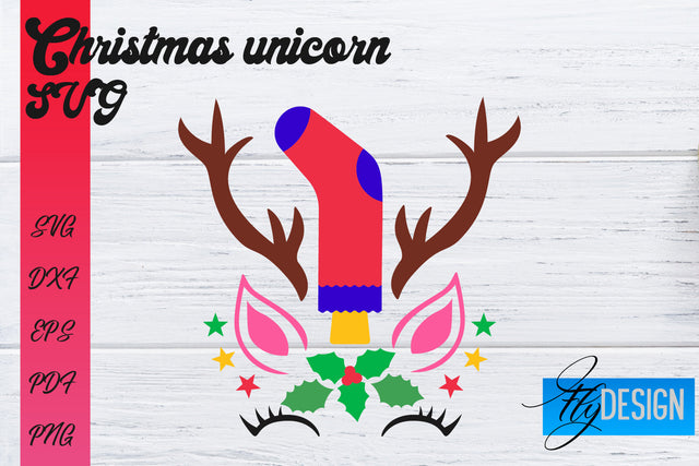 Christmas Unicorn SVG | Animals SVG Design SVG Fly Design 