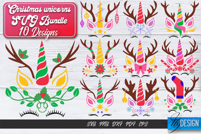 Christmas Unicorn SVG Bundle | Animals SVG Design SVG Fly Design 