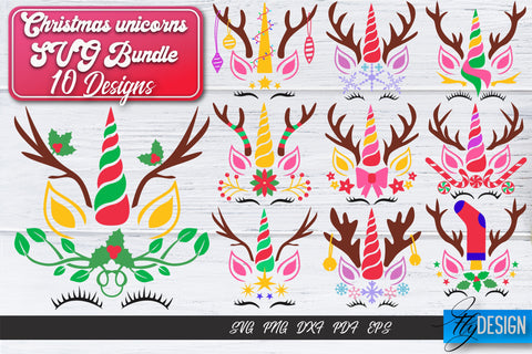 Christmas Unicorn SVG Bundle | Animals SVG Design SVG Fly Design 