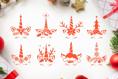 Christmas unicorn svg bundle, Christmas unicorn face svg SVG Digital Rainbow Shop 