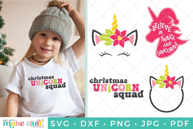 Christmas Unicorn SVG Bundle SVG Hey Let's Make Stuff 