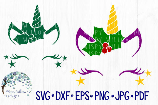Christmas Unicorn SVG Wispy Willow Designs 