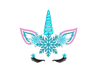 Christmas Unicorn With Snowflakes Machine Embroidery Design, 4 sizes, Instant Download Embroidery/Applique DESIGNS Nino Nadaraia 