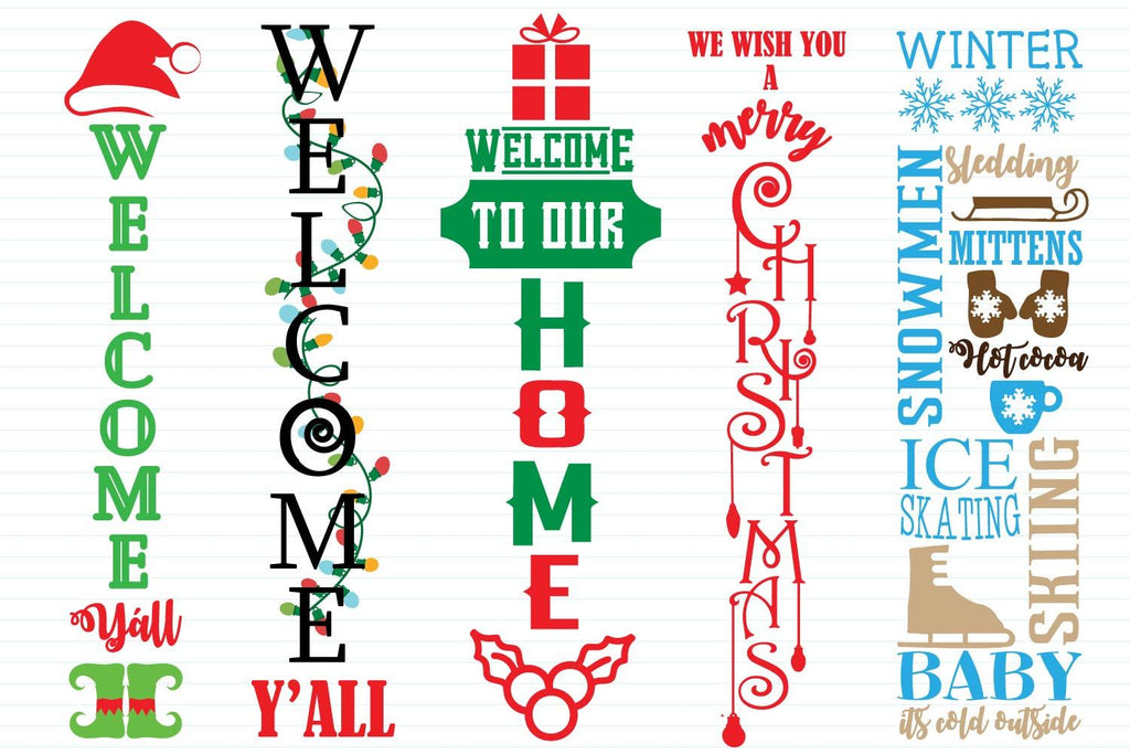 Christmas vertical porch Sign Quotes Bundle svg, Christmas porch sign ...