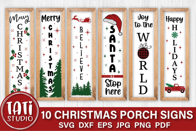 Christmas Vertical Porch Signs | Christmas SVG Bundle SVG TatiStudio 