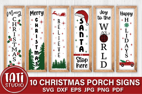 Christmas Vertical Porch Signs | Christmas SVG Bundle SVG TatiStudio 