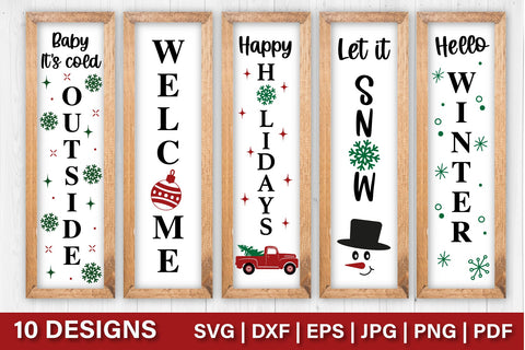 Christmas Vertical Porch Signs | Christmas SVG Bundle SVG TatiStudio 