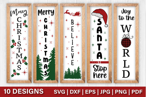 Christmas Vertical Porch Signs | Christmas SVG Bundle SVG TatiStudio 