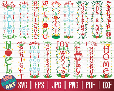 Christmas Vertical Porch Signs SVG Bundle | Winter Porch Signs SVG Bundle SVG HQDigitalArt 