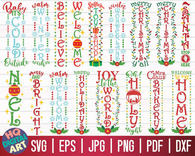 Christmas Vertical Porch Signs SVG Bundle | Winter Porch Signs SVG Bundle SVG HQDigitalArt 