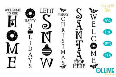 Christmas Vertical Sign Bundle SVG SVG Ollive Studio 