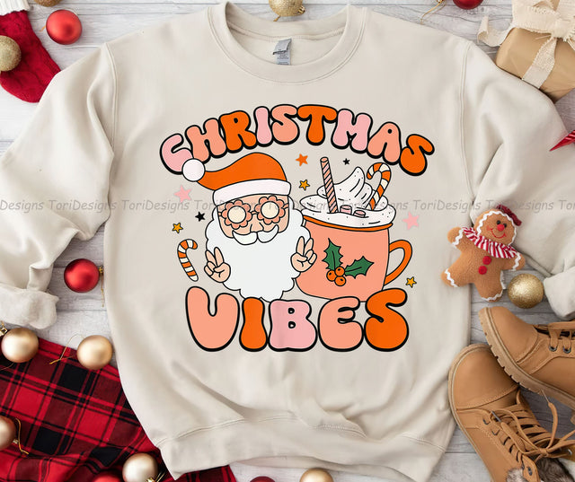 Christmas Vibes Santa Claus Sublimation Design Download Sublimation ToriDesigns 