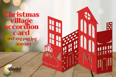 Christmas Village Accordion Card Paper. Christmas Décor Paper Cut 3D 3D Paper Evgenyia Guschina 