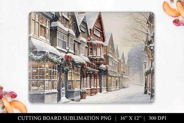 Christmas Village Cutting Board PNG Sublimation Design Sublimation BijouBay 