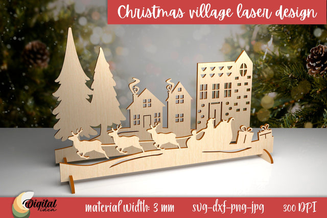 Christmas Village Laser Cut. Christmas Village Silhouette Laser Cut SVG Evgenyia Guschina 
